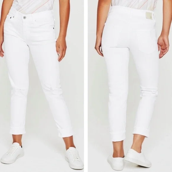 Like New AG Adriano Goldschmied White Ex Boyfriend Slim Slouchy Jeans 28 R - Picture 1 of 12
